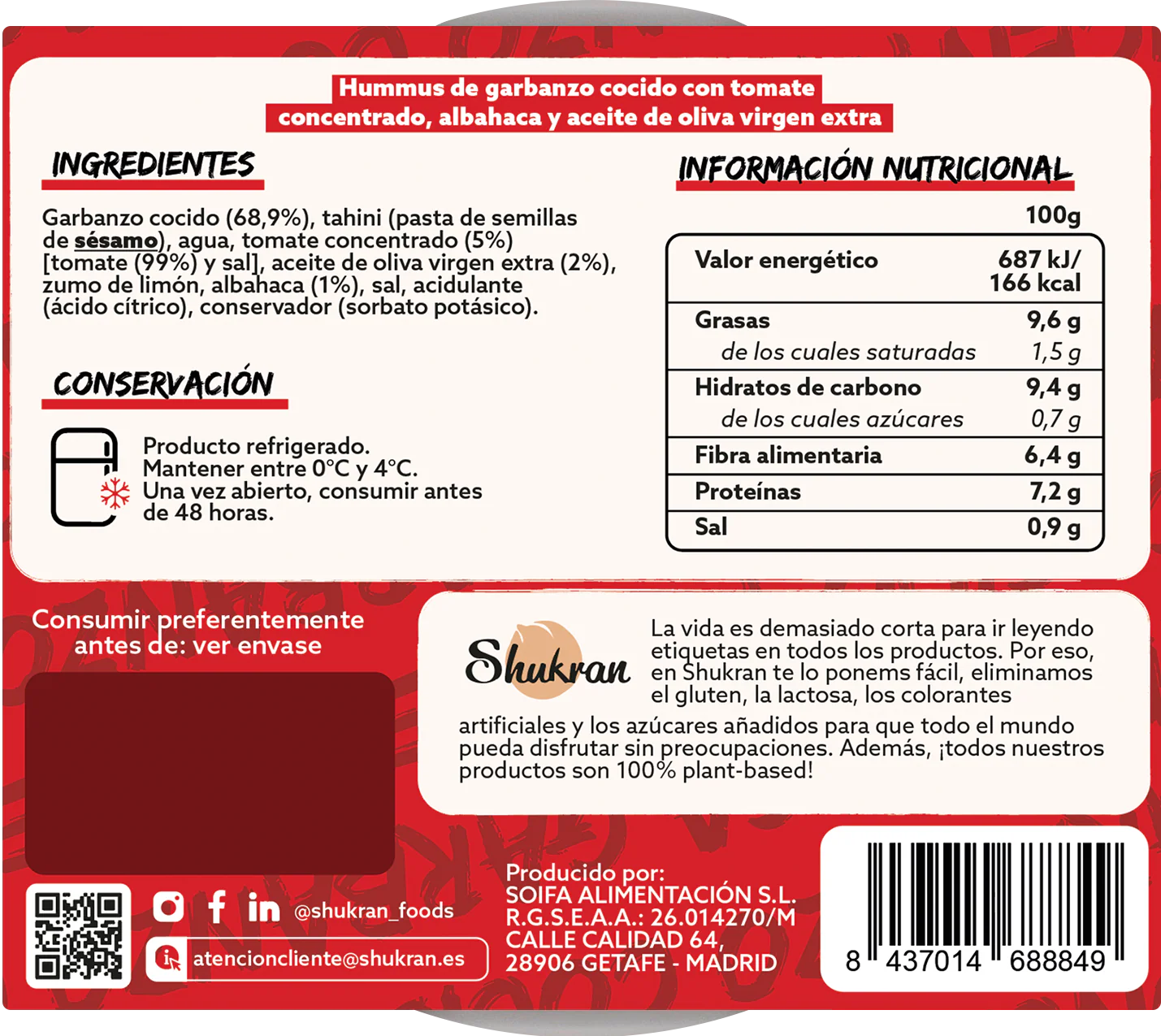 Hummus Tomate y Albahaca - Image 3